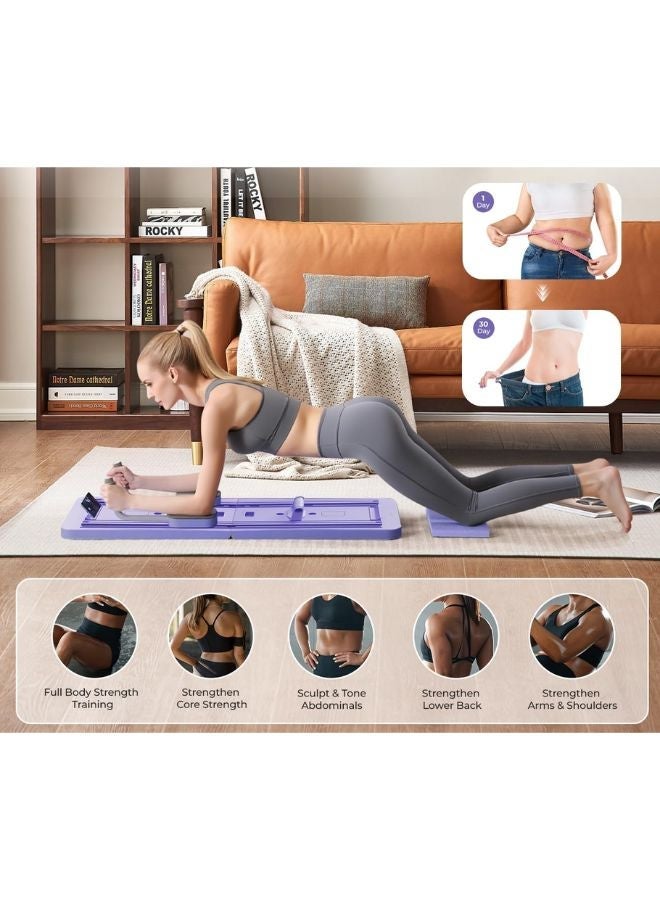 MAAS Pilates Board - Pilates Reformer Set, Multi-Purpose Foldable Pilates Reformer Board for Home, 5 in 1 Pilates Sliding Board (Purple) - Image 4